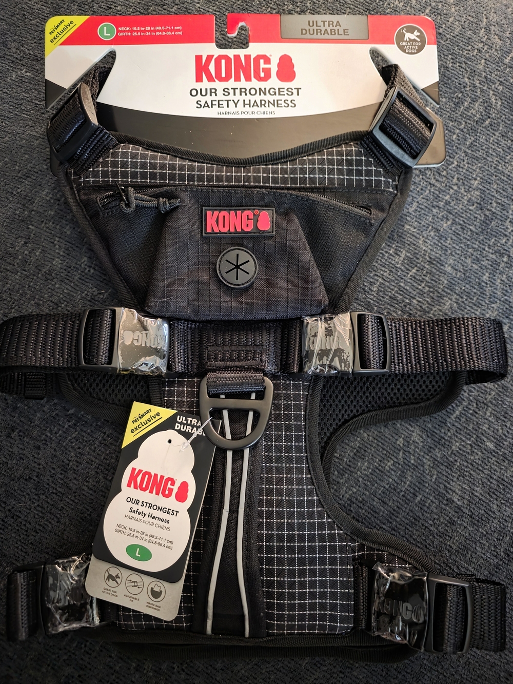 KONG Large🐕Dog🐾Ultra Durable Safety Harness In Blk/Gray R:50 Bucks Nwt